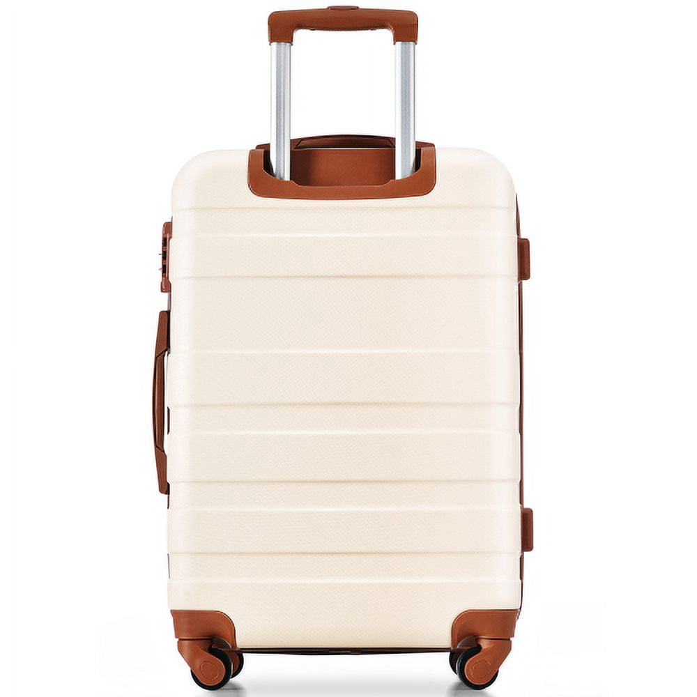 Taoruifang ABS Hardshell Luggage Sets 3-Piece (20"+24"+28") Ivory & Brown, Lightweight Suitcase Set with TSA Lock & 360° Spinner Wheels, Durable Travel Luggage