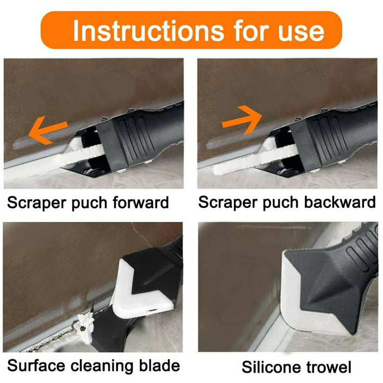 3 in 1 Silicone Sealant Remover Tool Kit, Smooth Scraper Caulking Mould Finisher Removal Set, for Ground Mortar Kitchen and Door Frames, 5