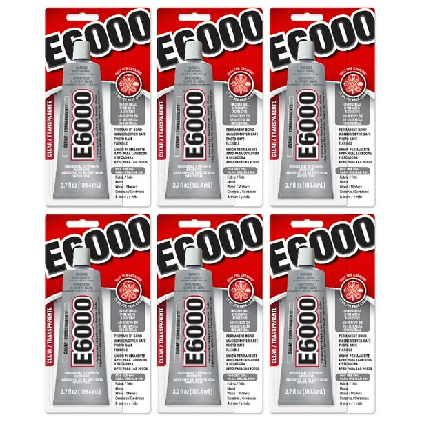 E6000 Craft Glue Adhesive Industrial Strength Paintable Photo Safe Permanent Bond Glass Wood Metal Rubber Leather Fabric And More 3 7 Oz Tube Clear 6 Pack Walmart Com
