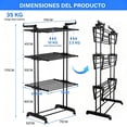 thumbnail image 2 of Tendedero Plegable para Ropa 4 Niveles, Tendedero para Ropa Retractil Acero Inoxidable con Alas Laterales Y Ruedas, Tendederos Plegables para Interiores Exterior, Fácil de Montar Y Almacenar, 2 of 7
