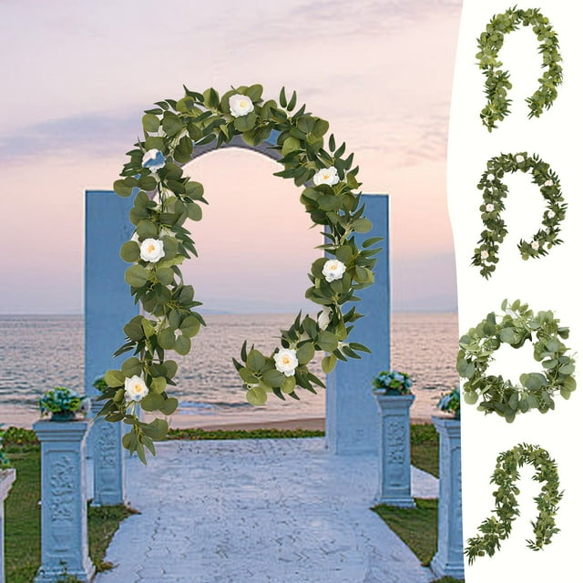SSZMDLB 2Pcs Artificial Vine, Artificial Rattan, Simulation Green Leaves Decorative Vine for Home, Style Wreath and Garland Base, Lifelike Foliage Rattan for Wall, Mantel, Table Centerpiece