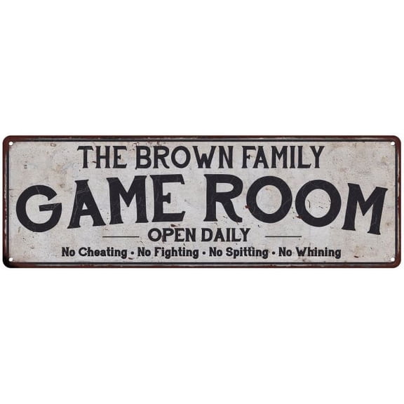 THE BROWN FAMILY Game Room Country Metal 8x24 Sign 108240042152