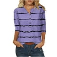 thumbnail image 2 of Wiyuqeen Striped Printed Summer Blouses for Women Half Button-down Loose Fit Tops Soft Trendy V Neck Short Sleeve Tees, 2 of 5