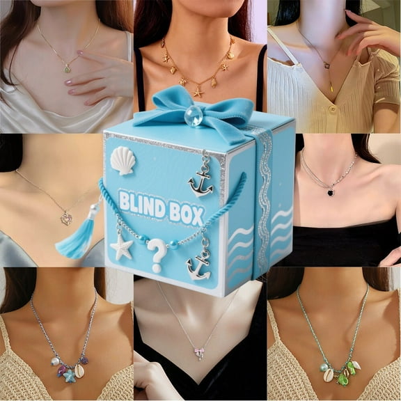 Womens Christmas Mystery Necklace Blind Box 8 Style Festive Alloy Pendant Holiday Jewelry Gift for Her