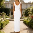 thumbnail image 5 of Dvprdro Womens Summer Casual Maxi Dress Crewneck Sleeveless Solid Flowy Long Work Dress, 5 of 8