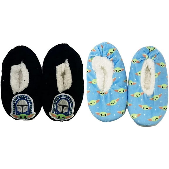 Toddler Kids Star Wars The Mandalorian 2-Pack Stronger Snuggle Toe Slippers 2T-4T