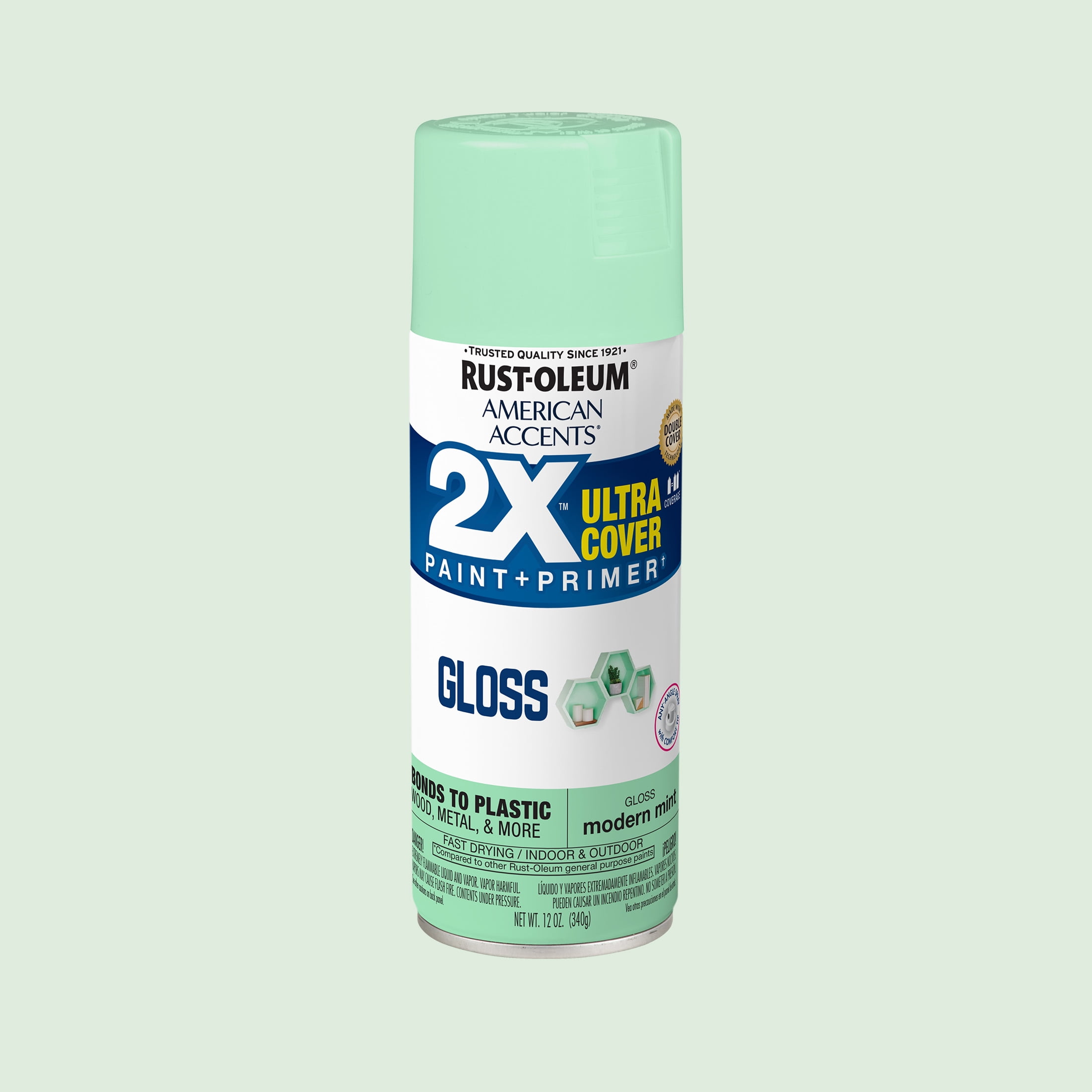 (6 pack) Modern Mint, Rust-Oleum American Accents 2X Ultra Cover Gloss Spray Paint-329203, 12 oz
