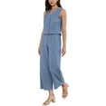 thumbnail image 4 of INSPIRE CHIC 2 Piece Sets for Women's High Waist Pockets Textured Dressy Casual Lounge Pants Suit Set XS Blue, 4 of 6