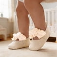 thumbnail image 2 of Ticikt Baby Girls Mary Jane Flats Sparkly Bowknot Princess Dress Crib Shoes Non- for Toddler First Walkers,Color:Beige,Size:3-6 Months, 2 of 5