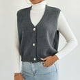thumbnail image 2 of Tnhcen Women's Sleeveless Knit Vest V-Neck Button Waistcoat Layering Piece Polyester Vest Top Casual Sleeveless Cardigan Autumn Layering Vest S-L, 2 of 9