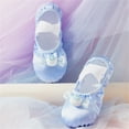 thumbnail image 2 of Xfvqtps Ballet Shoes for Girls Soft Sole Non Slip Cross Elastic Straps Candy Decor Satin Dance Shoes for Gymnastics Performance Blue, 2 of 6
