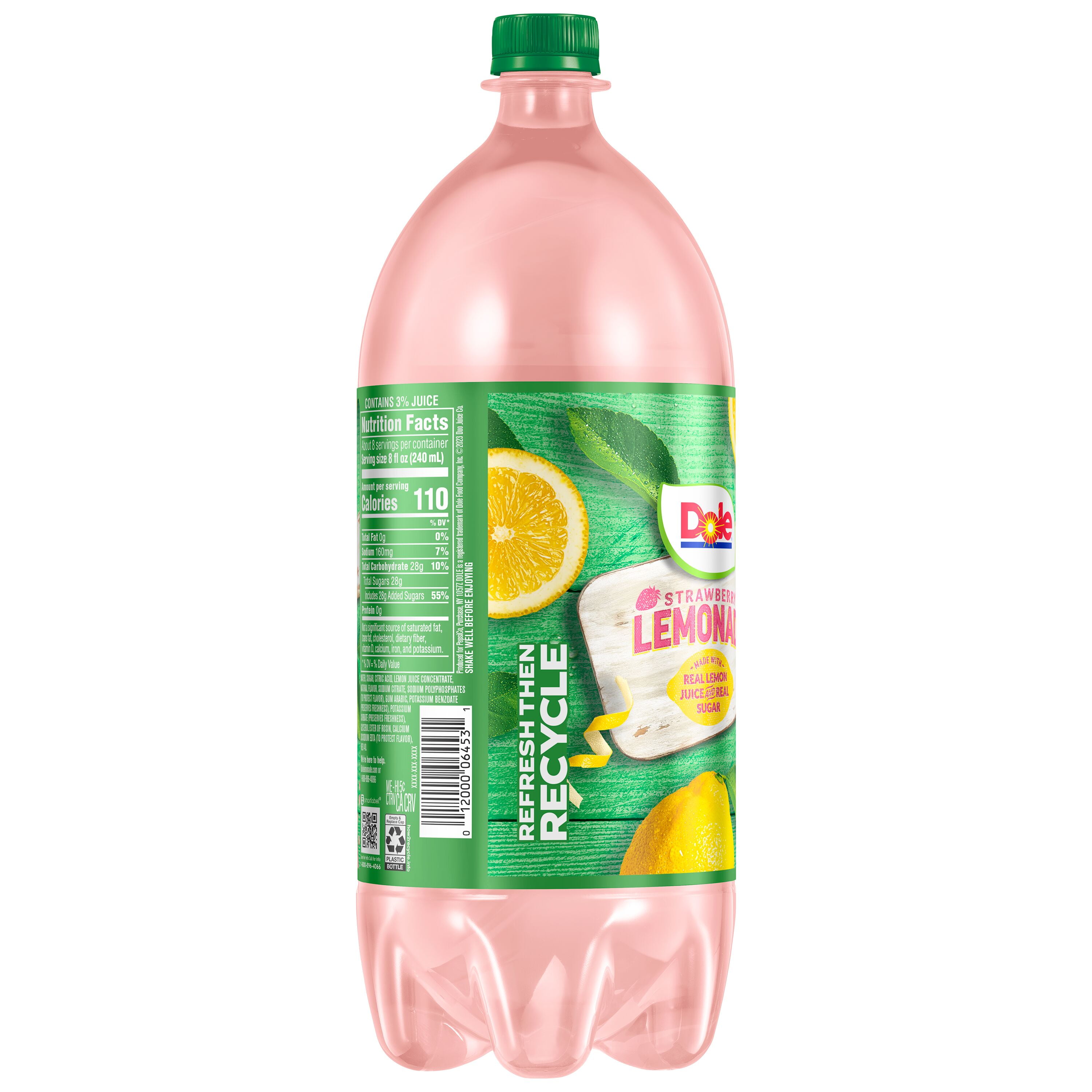 (5 pack) Dole Strawberry Lemonade, 2 Liter Bottle