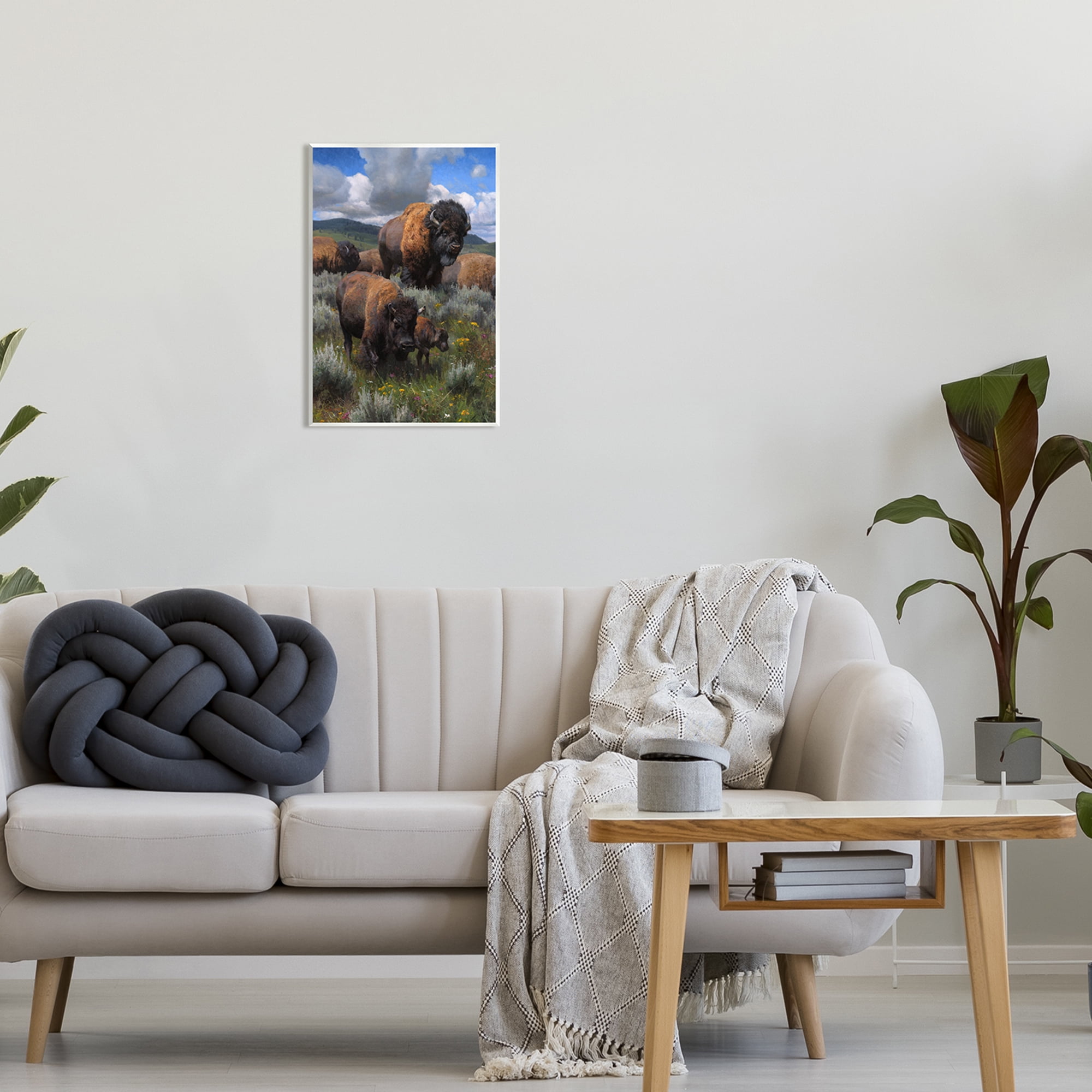 Stupell Industries Bison Herd Rural Landscape Animals & Insects Painting Unframed Art Print Wall Art, 13 x 19