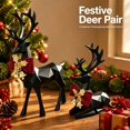 thumbnail image 4 of 2Pcs Christmas Reindeer Figurines Decorations, Standing & Lying Plastic Deer Statues With Bow And Bells, Tabletop Reindeer Ornaments For Living Room, Mantel,Shelf,Christmas Table Centerpiece Display, 4 of 7