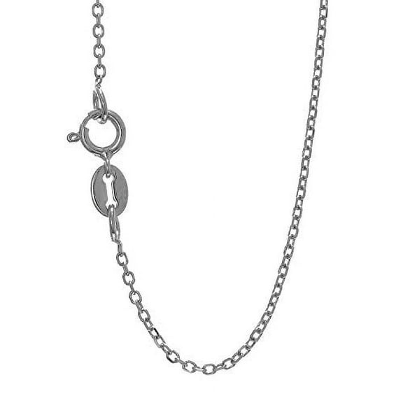 JewelStop 14k Solid White Gold 0.5 mm Cable Chain Necklace, Spring Clasp - 18 Inches