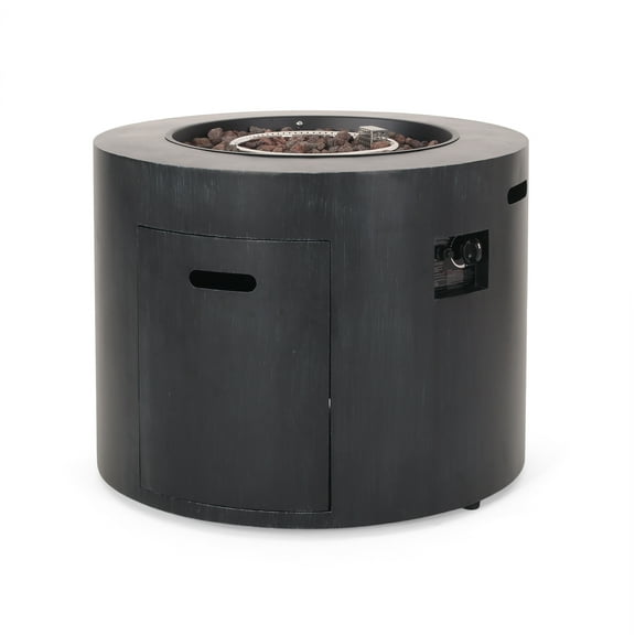 GDF Studio Jasmine Outdoor 40,000 BTU Circular Fire Pit, Brushed Black