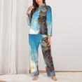 thumbnail image 2 of Fotbe Blue Sky Winged Cat Conjunto de Pijama de Manga Larga para Mujer con Estampado, Ropa de Dormir de 2 Piezas, Conjunto de Casa Suave y Cómodo con Bolsillos-Large, 2 of 7