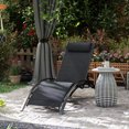 thumbnail image 2 of Outsunny Patio Reclining Lounge Chair with Adjustable Backrest, Black, 2 of 10