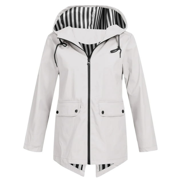 Cinvoph Womens Jackets Lightweight Outdoor Hiking Active Jacket Zipper Waterproof Rain Jacket with Pockets