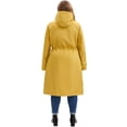 thumbnail image 4 of Abrigos de Trinchera para Mujeres Plus Size GRACE & GRANDEUR con Capucha, Cortaviento, Cremallera, Cintura con Cordón, Exterior con Bolsillos 2X Amarillo, 4 of 4