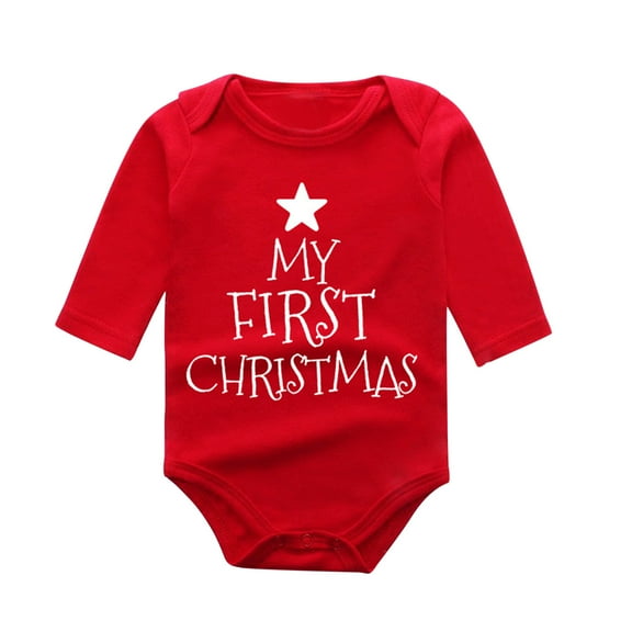 Utlike Baby Girls Bodysuits Long Sleeve Christmas Cartoon Letter Print Newborn Romper Fall Clothes Softness Onesies For Infant Size 0 Months-3 Months