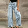 thumbnail image 2 of Hinvhai Womens Ruffle Wide Leg Jeans Cropped Elastic High Waisted Baggy Denim Pants Light Blue L(L), 2 of 7