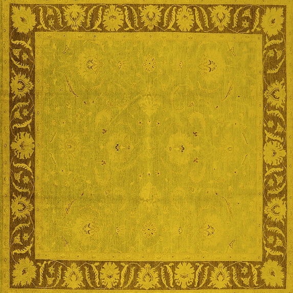 Ahgly Company Indoor Square Oriental Yellow Industrial Area Rugs, 3' Square