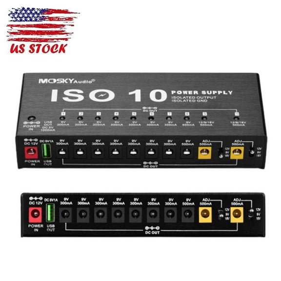 Mosky ISO 10 POWER SUPPLY Guitar Effect Pedal Board Power Supply 9V 12V 18V USA