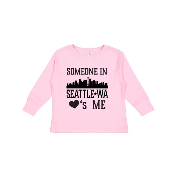 Inktastic Seattle Washington Someone Loves Me Skyline Boys or Girls Long Sleeve Toddler T-Shirt