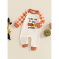 thumbnail image 4 of Miaouyo Baby Jumpsuit, Long Sleeve Crew Neck Letters Pumpkin Plaid Newborn Romper Halloween Baby Clothes for Girls Boys, 4 of 9