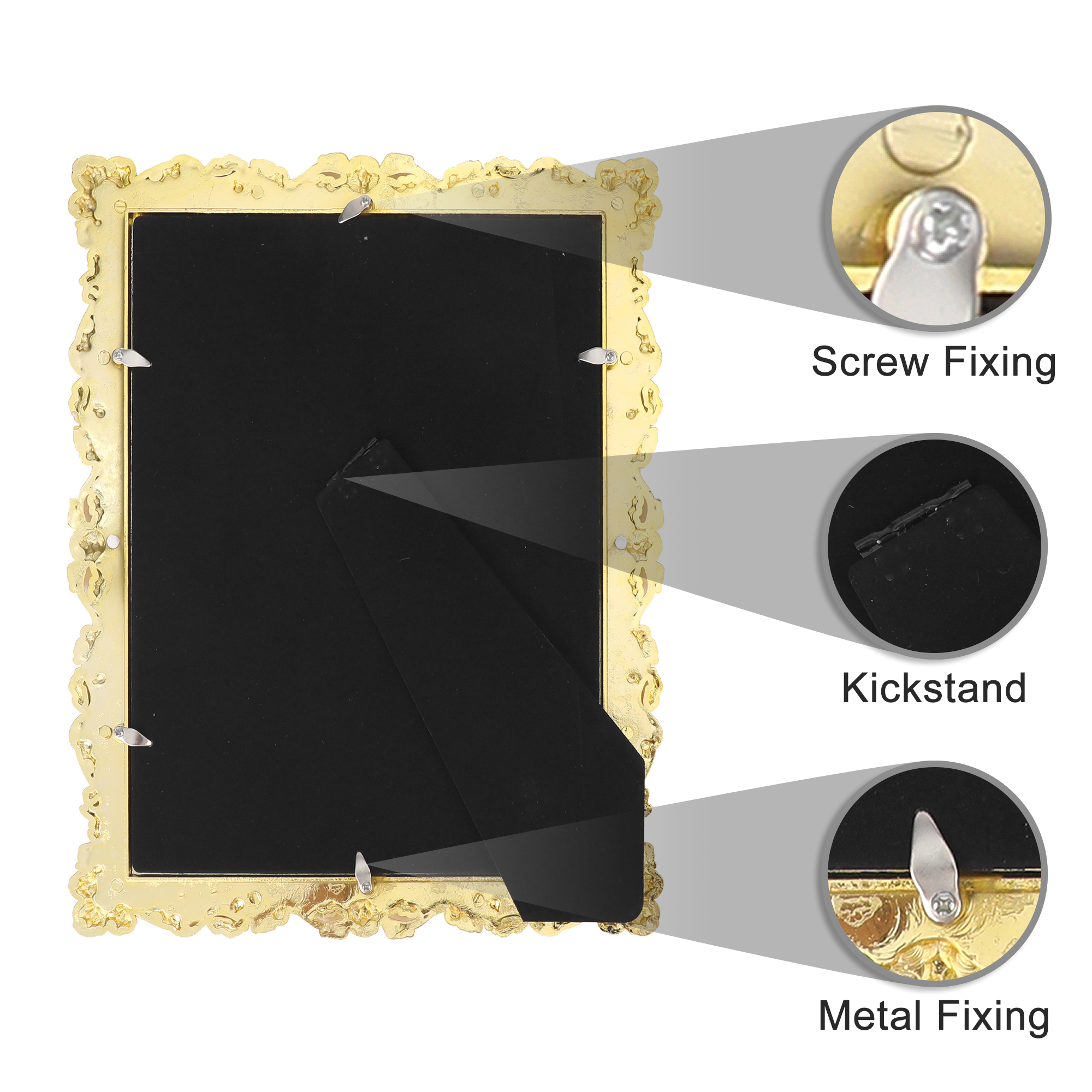 Unique Bargains Picture Frame Luxury Photo Frames Gold 5x7
