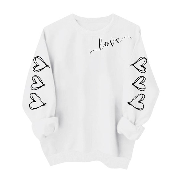 Womens Sweatshirt, Printed Pullover with Round Neck, Long Sleeve Casual Tops for Women, Cozy Fall Winter Clothes, Everyday Wear