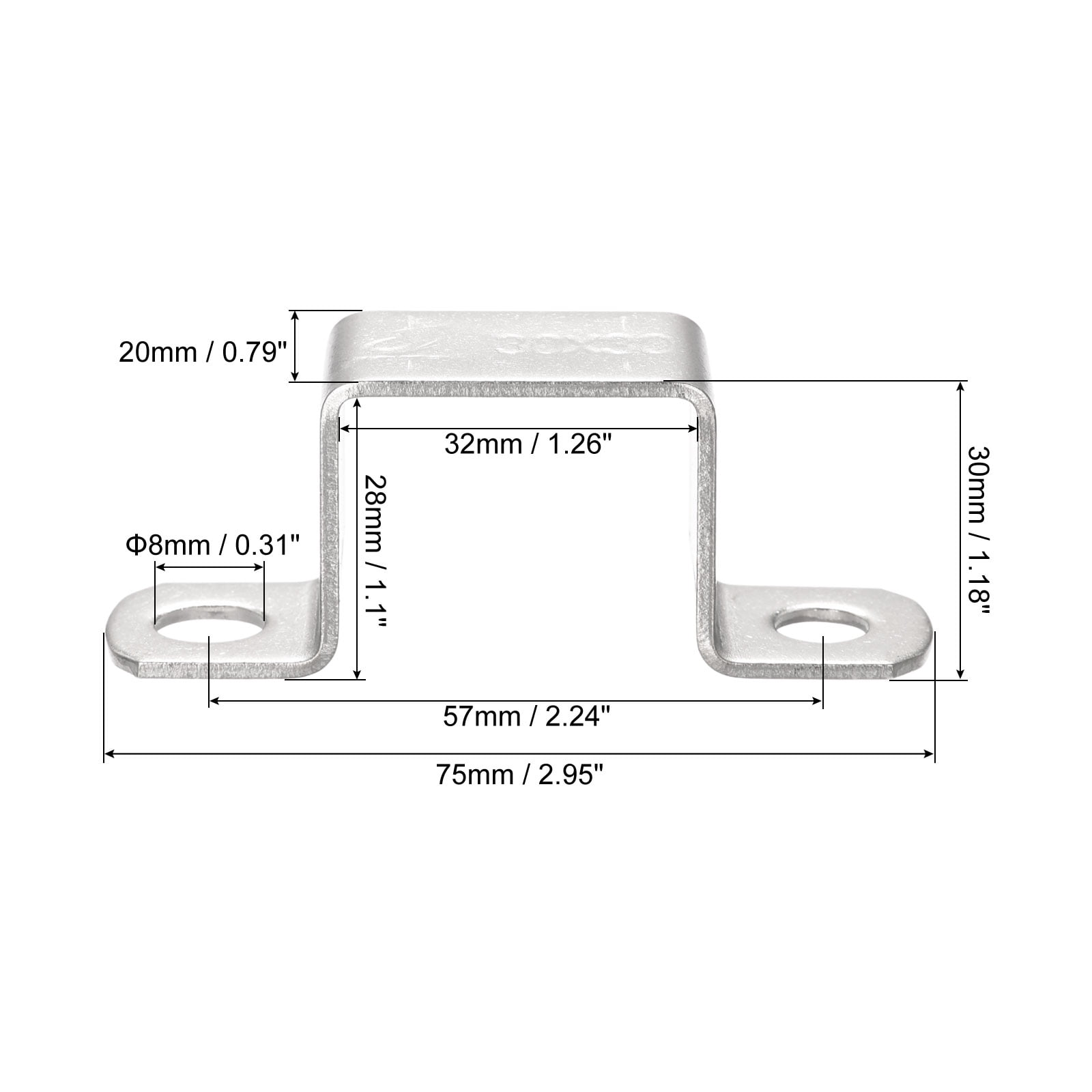 Unique Bargains Stainless Steel U Shaped Connector Bracket 28 x 32mm