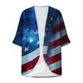 thumbnail image 4 of lcziwo Wamen Plus Size Shawl with Sleeves 4th of July American Flag Print Kimonos Cardigan Casual 3/4 Sleeve Cover Up Chiffon Cardigans Summer Tops Multicolor XXXXL Lightning Sales of Today, 4 of 6