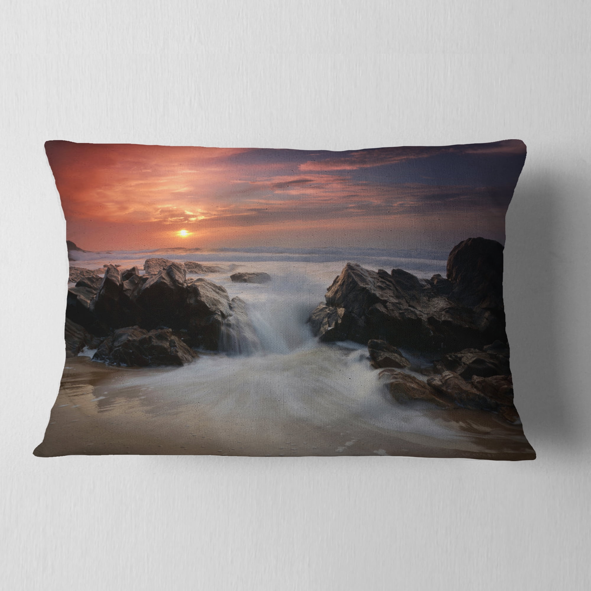 Designart 12" x 20" White Polyester Throw Pillow