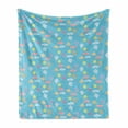 thumbnail image 1 of Kites Soft Flannel Fleece Throw Blanket, Pastel Colored Nursery Cartoon with Smiling Sun Clouds and Kites Seasonal Activity, Cozy Plush for Indoor and Outdoor Use, 50" x 60", Multicolor, by Ambesonne, 1 of 6