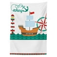 thumbnail image 3 of Ambesonne Reveal Party Tablecloth Rectangular Table Cover, Boat Ahoy Compass Art, 52"x70", Brown Teal and Red, 3 of 4