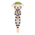 thumbnail image 4 of Dazzlingrock Collection 6X4mm Oval Peridot with Round Blue Sapphire & White Diamond Interweaving Double Halo Wedding Ring for Women in 10K Rose Gold, Size 10, 4 of 6