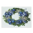 thumbnail image 1 of Christmas Cutting Board, Image of a Wreath with Bauble and Ornamental Snowflakes Bows Noel Yuletide Theme, Decorative Tempered Glass Cutting and Serving Board, Large Size, Green Blue, by Ambesonne, 1 of 1
