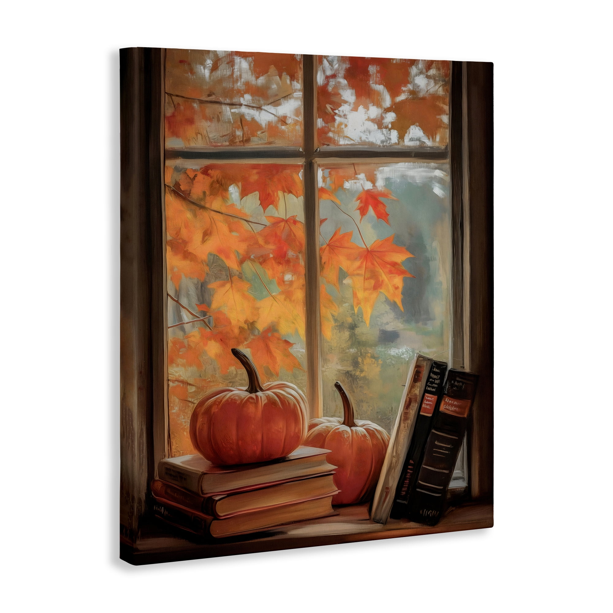 Cozy Fall Window Books Canvas Wall Art, design by Arlington Prints