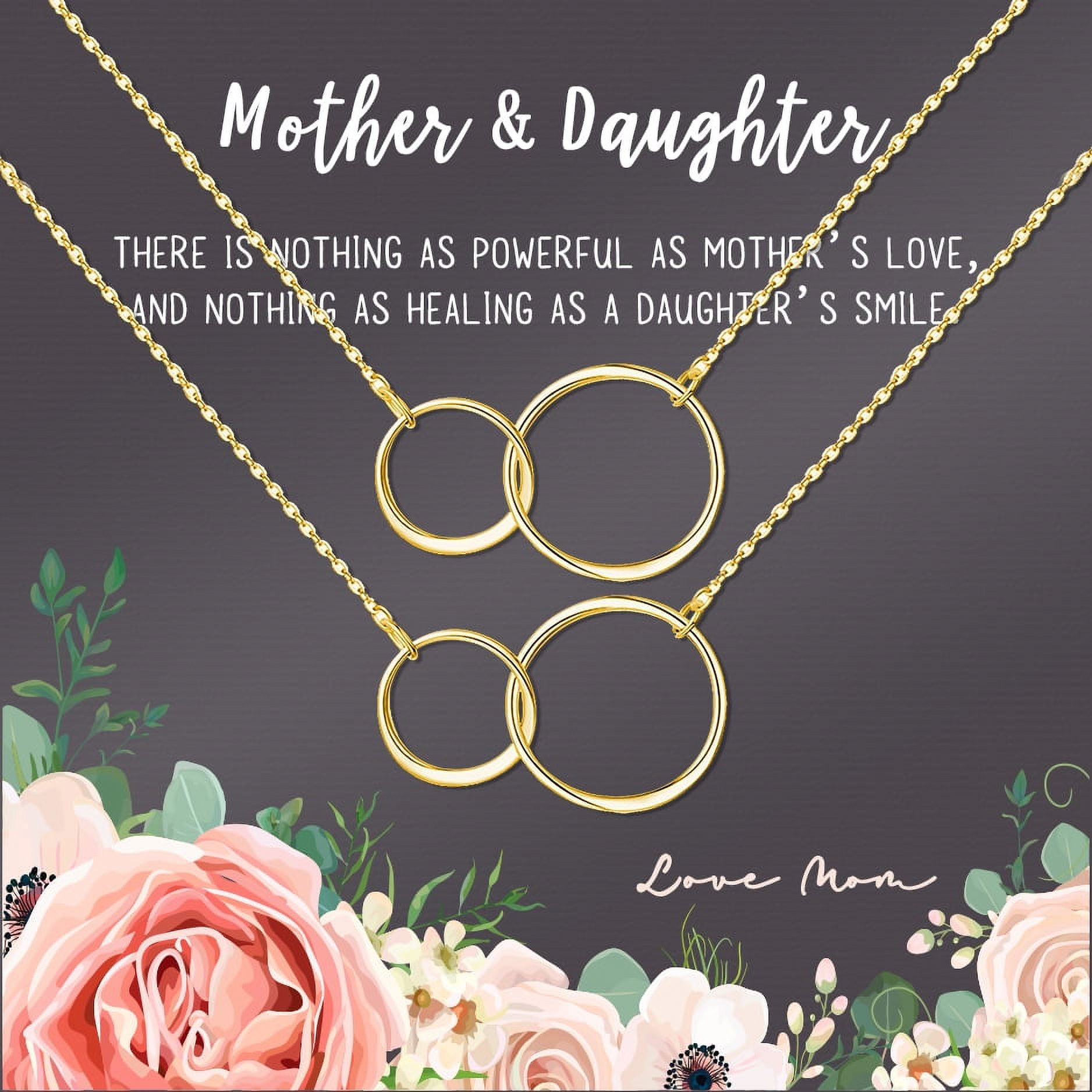 Mother and Daughter Matching Infinity Card Necklace, Matching Mother's Day Gift for Her, Mom and Daughter Jewelry, Mom and Daughter Infinity Ring Necklaces [Gold Infinity Ring, No-Personalized Card]