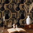 thumbnail image 2 of Floral Peel and Stick Wallpaper Black Cat Portraits Gold Frames Dog Companion Wall Mural 23.6in x 9.8ft Self Adhesive Removable Wall Paper Renter Friendly Wallpaper for Bedroom Nursery Kids, 2 of 8