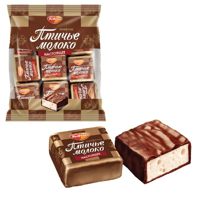 YBQF Chocolates Souffle Birds Milk Ptichye Moloko Vanilla Russian Candies Krasnyi Oktyabr 1 LB (2lb / 1kg)