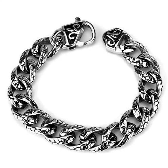 Alamode TK1977-7.5 Men High Polished Stainless Steel Bracelet with No Stone in No Stone - 7.5 in.