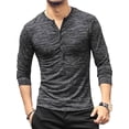 thumbnail image 5 of Haut Homme Col Rond Bouton Blouse Longue Bouton Blouse Homme Manches Automne T-Shirt Décontracté Slim, Noir, m, 5 of 5