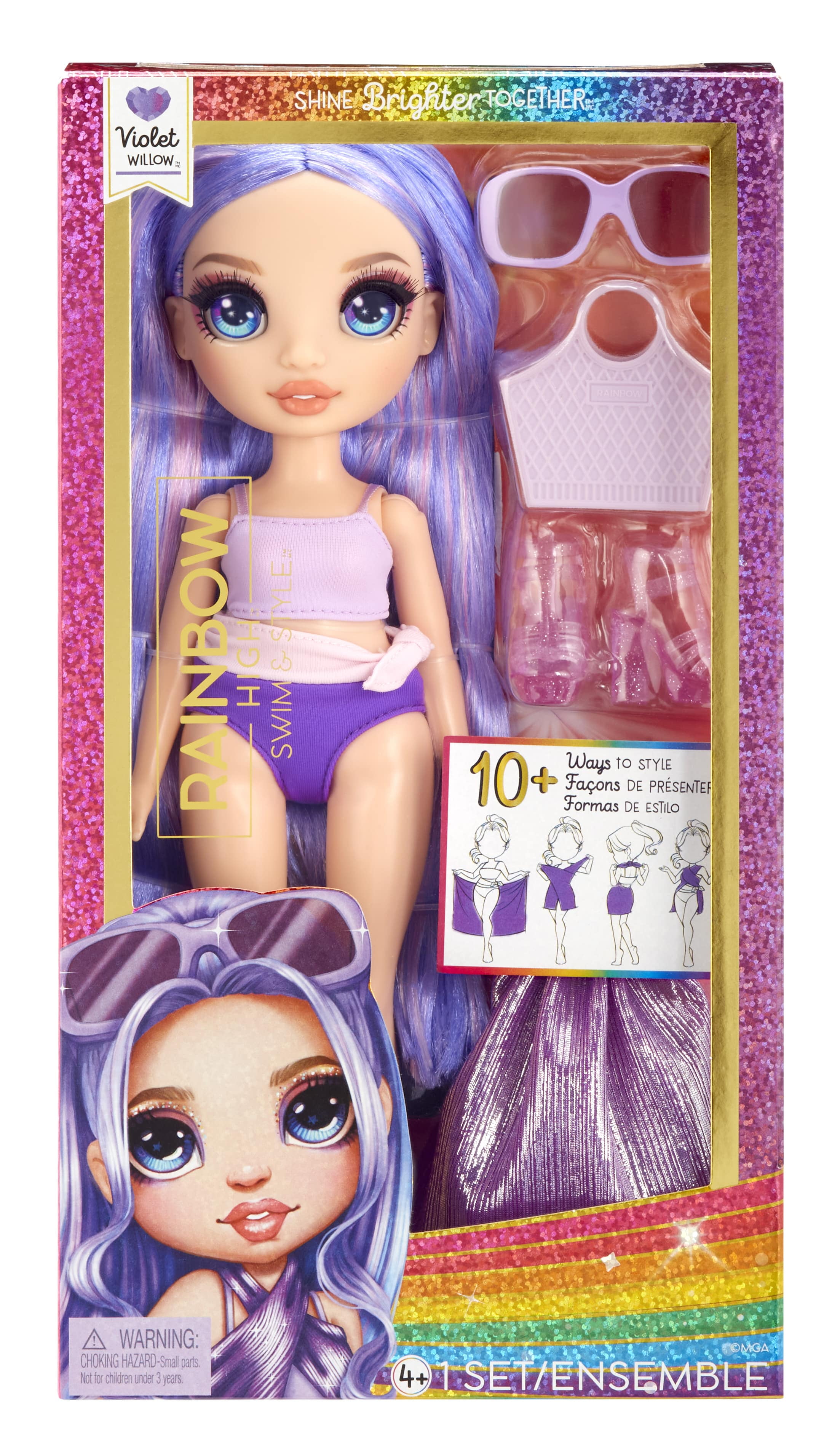 Rainbow High Swim & Style Violet, Purple 11” Doll, Ages 4-12