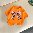 thumbnail image 4 of ZHOGXU Toddler Kids Girls T Shirt Short Sleeve Round Neck Bow Print Comfortable Breathable Fashion Tee Top For Everyday Wear,Orange,12-14 Years, 4 of 5