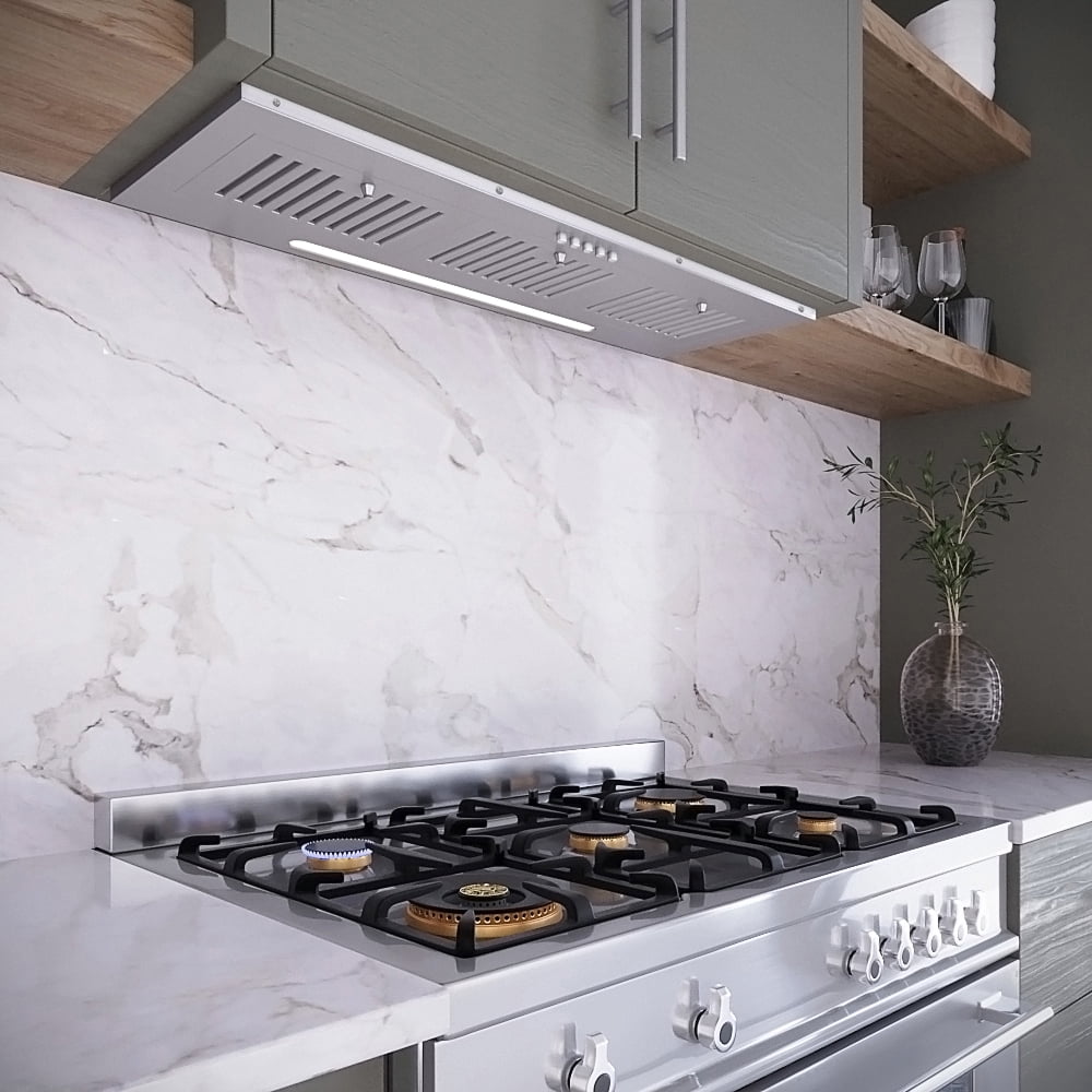 Streamline 36 in. Torricelli Ductless Insert Range Hood in Brushed Stainless Steel with Baffle Filters, Push Button Control, LED Lights