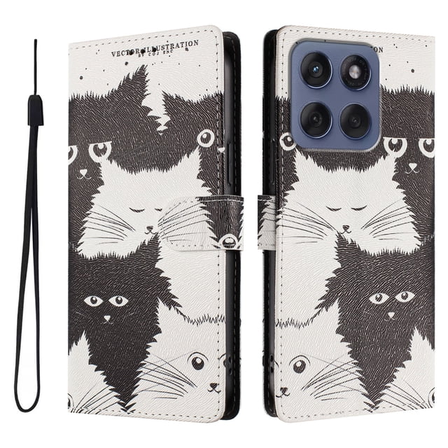FOXDOCK Funda Tipo Cartera para Motorola Edge 70 con Soporte y Correa – Diseño de Patrones Lindos