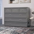 thumbnail image 4 of AFI Northfield Full Wood Murphy Bed Chest with 6" Mattress, Drawer & Charger, Grey, 4 of 21